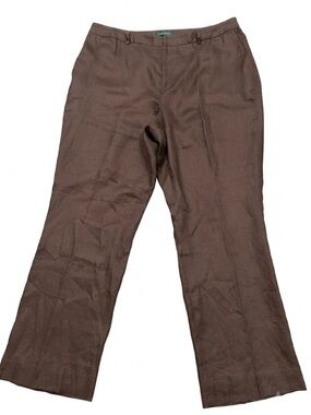 Lauren Ralph Lauren Women's Brown 100% Linen Lined Dress Pants Trousers Size 18W
